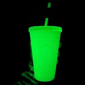 Starbucks 16oz Studded Tumbler Glow in the Dark UV Slime Green Cold Cup 2022
